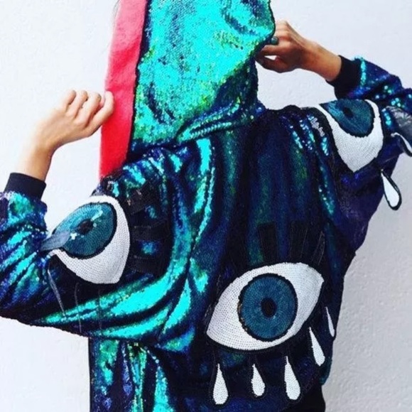 Dolls Kill Jackets & Coats Rare Dolls Kill Sequin Evil Eye Magic